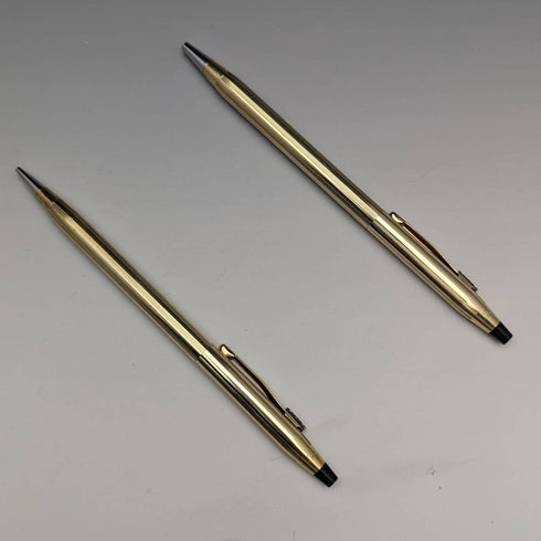 Vintage Cross (CROSS) gold-filled ballpoint pen and pencil set in case